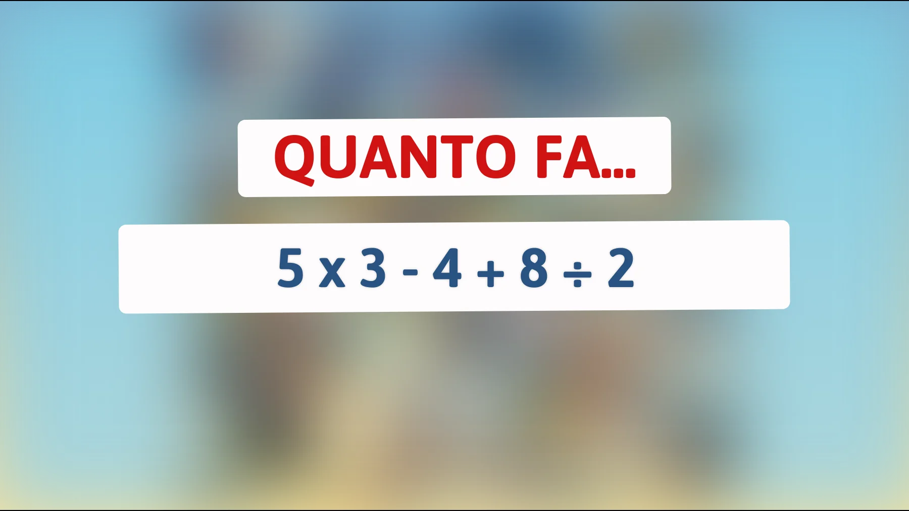 La sfida matematica che solo i più intelligenti possono risolvere: riesci a calcolare 5 x 3 - 4 + 8 ÷ 2? Scopri se sei un genio!"