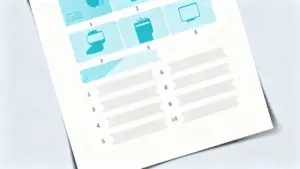 Foglio con icone e numeri usato per un quiz o gioco di logica