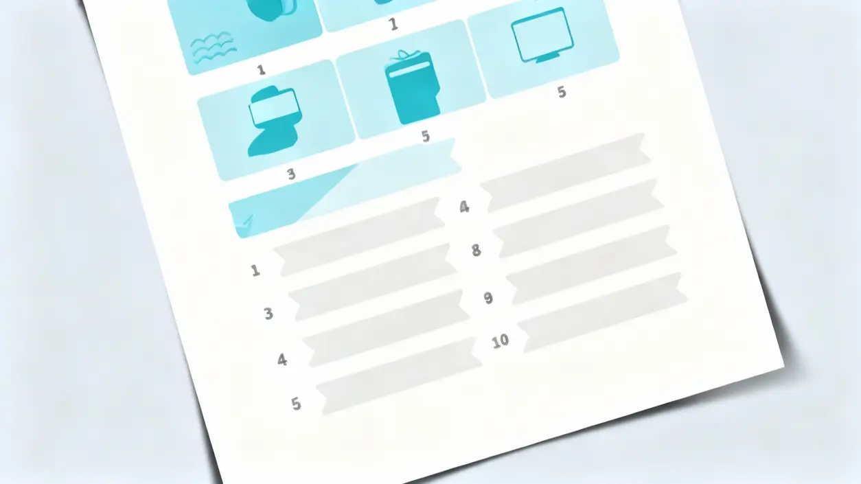 Foglio con icone e numeri usato per un quiz o gioco di logica